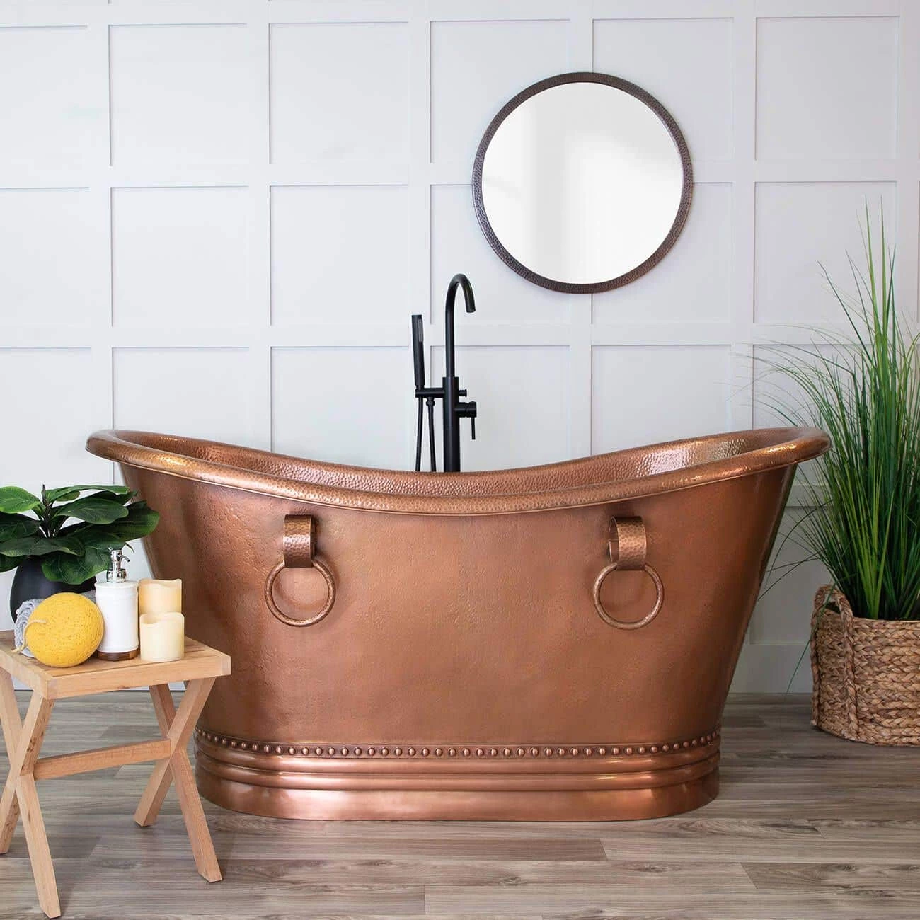 Abbott 66 Inch Copper Freestanding Double Slipper Bathtub - Medium Copper 3 Abbott 66 Inch Copper Freestanding Double Slipper Bathtub - Medium Copper