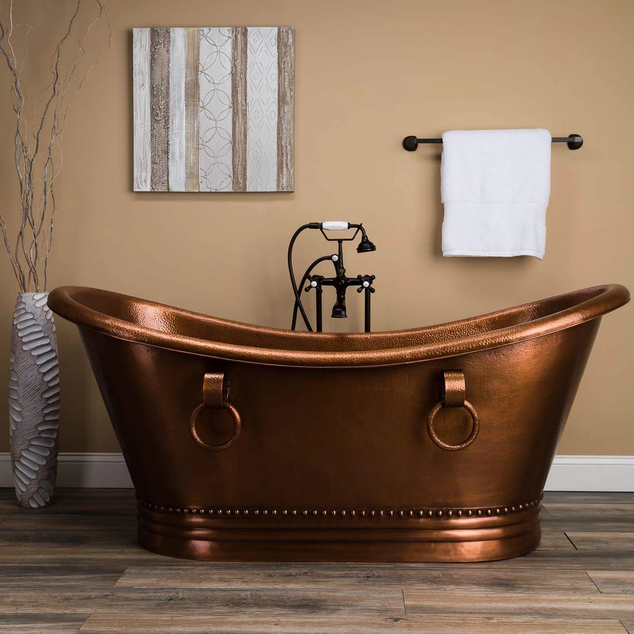 Hadley 71 Inch Copper Freestanding Double Slipper Bathtub - Medium Copper 3 Hadley 71 Inch Copper Freestanding Double Slipper Bathtub - Medium Copper