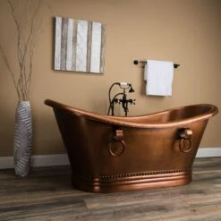 Hadley 71 Inch Copper Freestanding Double Slipper Bathtub - Medium Copper 11 Hadley 71 Inch Copper Freestanding Double Slipper Bathtub - Medium Copper -A&E BATH & SHOWER Shop rmc4 m angle