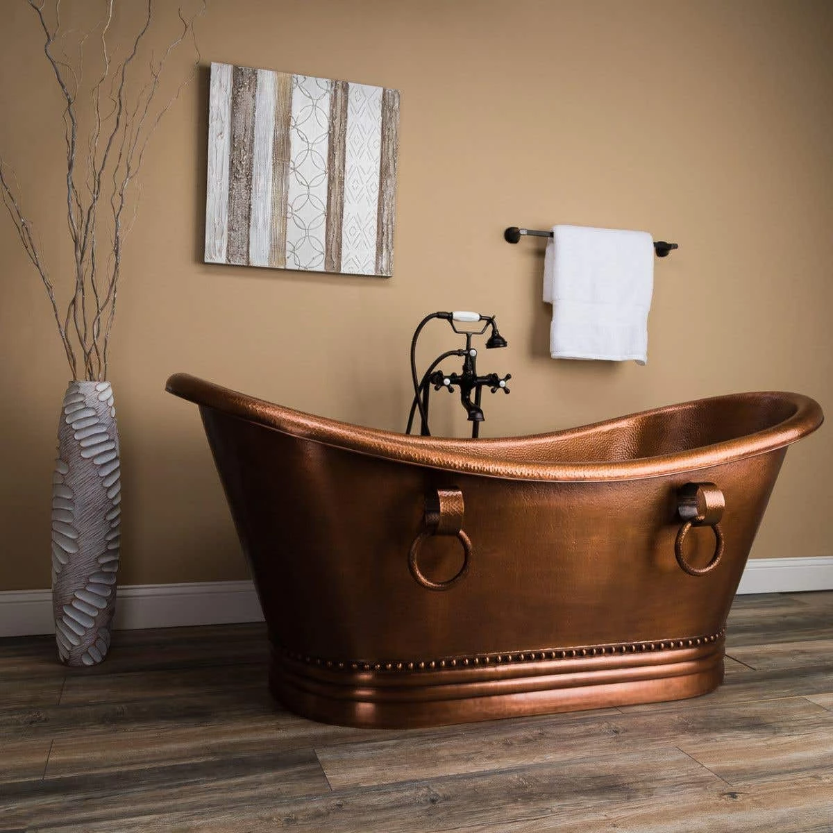 Hadley 71 Inch Copper Freestanding Double Slipper Bathtub - Medium Copper 5 Hadley 71 Inch Copper Freestanding Double Slipper Bathtub - Medium Copper - Image 3