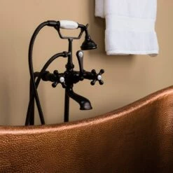 Hadley 71 Inch Copper Freestanding Double Slipper Bathtub - Medium Copper 12 Hadley 71 Inch Copper Freestanding Double Slipper Bathtub - Medium Copper -A&E BATH & SHOWER Shop rmc4 m closeup