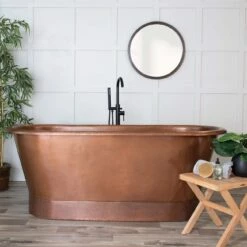 72 Inch Hammered Copper Double Ended Freestanding Tub