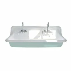 48 Inch Cast Iron Wall Mount Farmhouse Trough Sink -A&E BATH & SHOWER Shop rmcastsink48 teal white