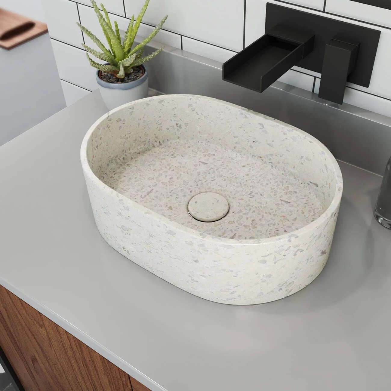 Terrazzo 14 Inch Oval Bathroom Sink 3 Terrazzo 14 Inch Oval Bathroom Sink