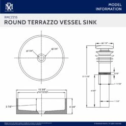 Terrazzo 14 Inch Round Bathroom Sink -A&E BATH & SHOWER Shop rmczz15 specs