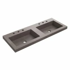 Portland Collection Concrete 47 Inch Semi-Recessed Double Sink