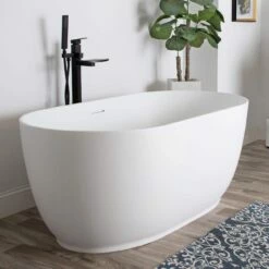 Mindy Matte White Double Ended Freestanding Tub -A&E BATH & SHOWER Shop rmd8370 59 life side alt
