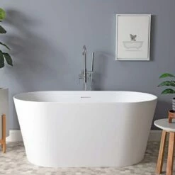 Zinna Matte White Acrylic Double Ended Freestanding Tub