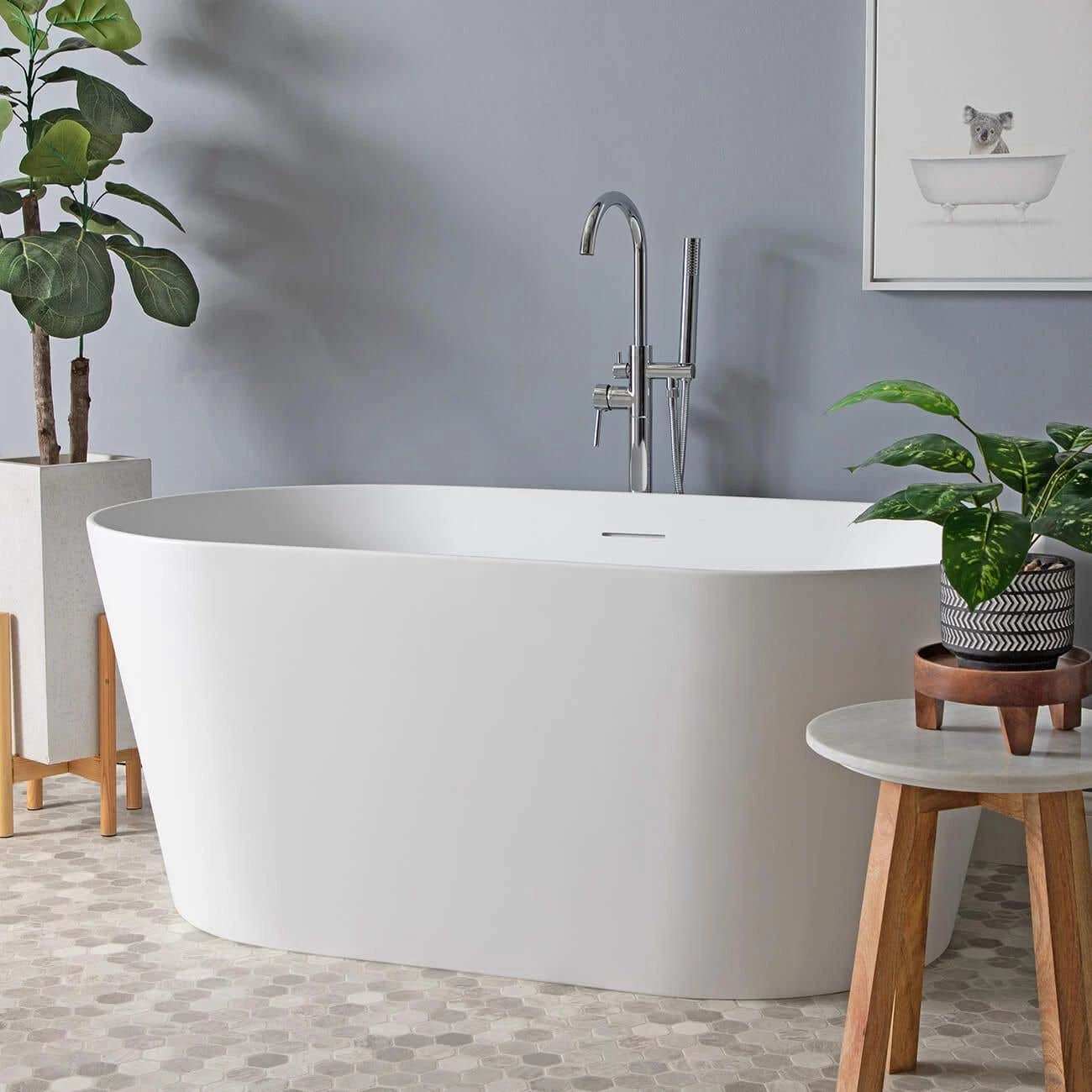 Zinna Matte White Acrylic Double Ended Freestanding Tub 4 Zinna Matte White Acrylic Double Ended Freestanding Tub - Image 2