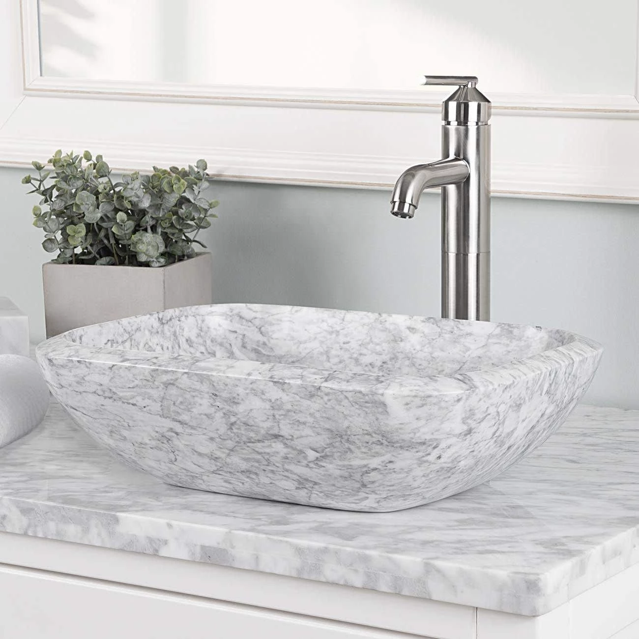 Luna Cararra White Marble Vessel Bathroom Sink 3 Luna Cararra White Marble Vessel Bathroom Sink