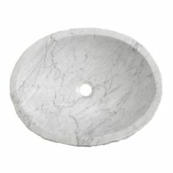 Lennox Italian Cararra White Marble Vessel Bathroom Sink -A&E BATH & SHOWER Shop rmfa 337 top white