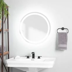 Lily Lighted Round Bathroom Mirror With Anti-Fog -A&E BATH & SHOWER Shop rmfa m28 s light