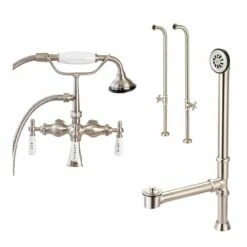 Mason Hill Collection Freestanding Clawfoot Tub And Faucet Set With Lift And Turn Drain