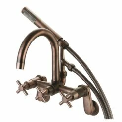 Mason Hill Collection Bathtub Wall / Bathroom Wall Mount Contemporary Gooseneck Faucet With Handshower