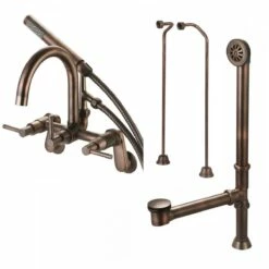 Mason Hill Collection Clawfoot Tub Wall Mount Contemporary Gooseneck Tub Faucet With Handshower Complete Set -A&E BATH & SHOWER Shop rmhset3ml rb
