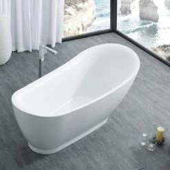 Jamison 71 Inch Acrylic Slipper Freestanding Tub - No Faucet Drillings 17 Jamison 71 Inch Acrylic Slipper Freestanding Tub - No Faucet Drillings -A&E BATH & SHOWER Shop rmj13 1 4