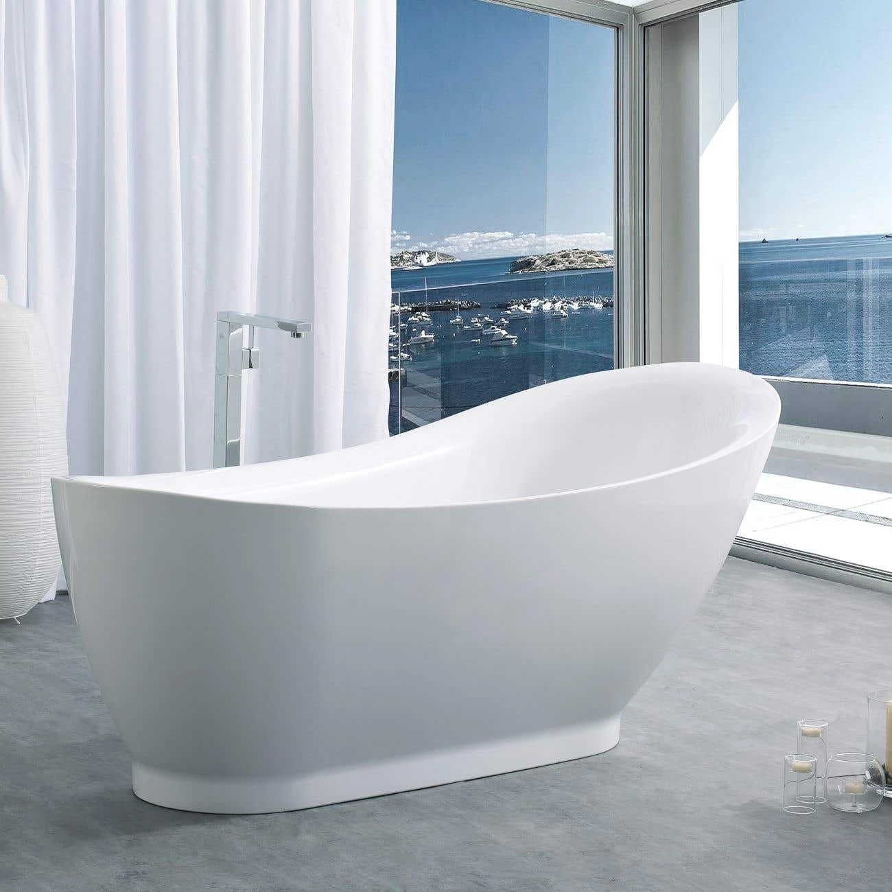 Jamison 71 Inch Acrylic Slipper Freestanding Tub - No Faucet Drillings 4 Jamison 71 Inch Acrylic Slipper Freestanding Tub - No Faucet Drillings - Image 2