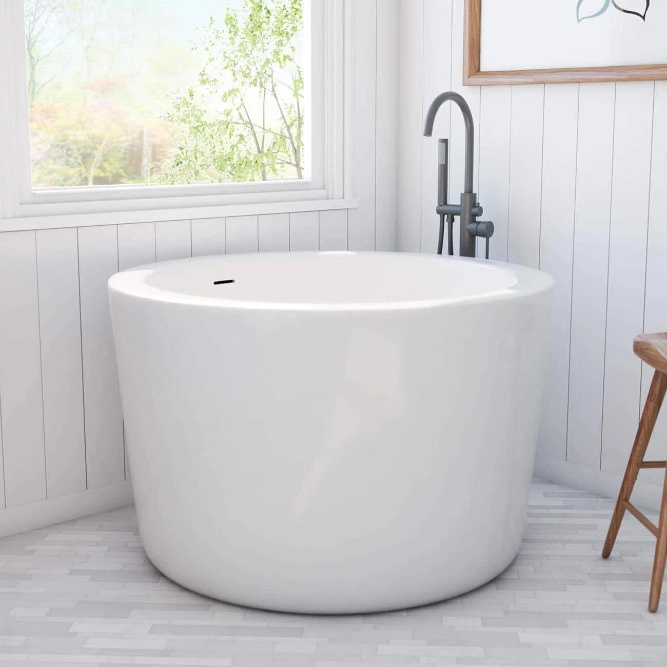 Kyoto 41 Inch Acrylic Round Japanese Soaking Tub 3 Kyoto 41 Inch Acrylic Round Japanese Soaking Tub