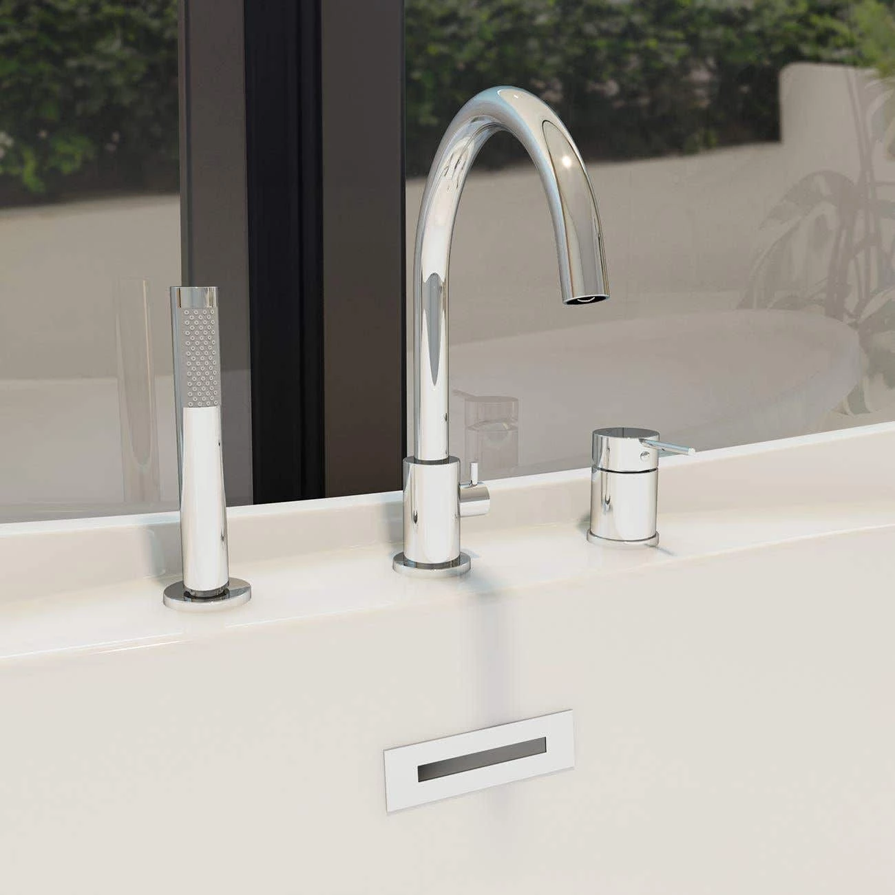 Contemporary Deck Mount Tub Faucet With Handshower 6 Contemporary Deck Mount Tub Faucet With Handshower - Image 4