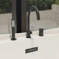 Contemporary Deck Mount Tub Faucet With Handshower
