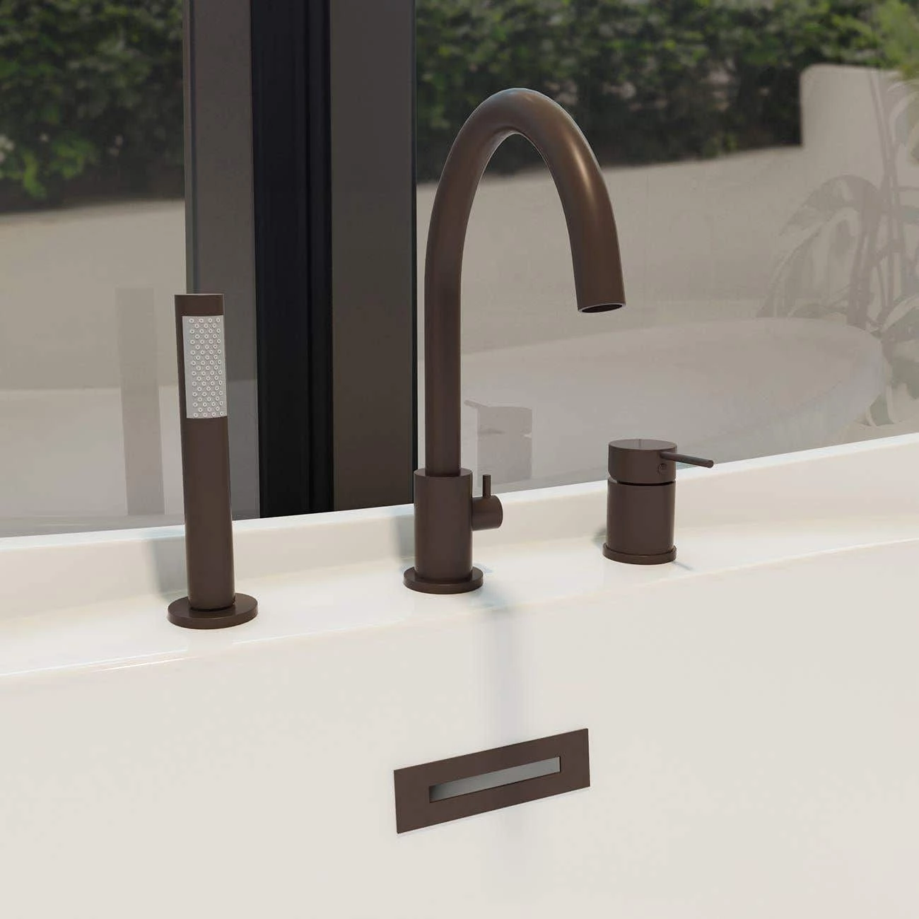 Contemporary Deck Mount Tub Faucet With Handshower 7 Contemporary Deck Mount Tub Faucet With Handshower - Image 5