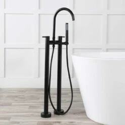 Contemporary Double Post Freestanding Tub Faucet
