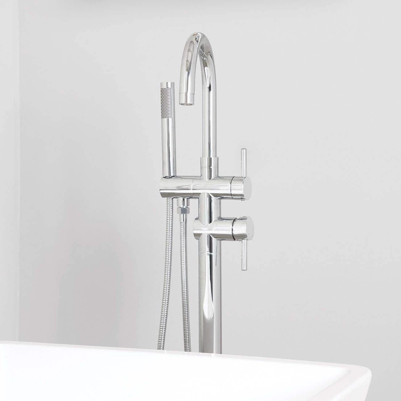 Contemporary High Flow Freestanding Tub Faucet 3 Contemporary High Flow Freestanding Tub Faucet