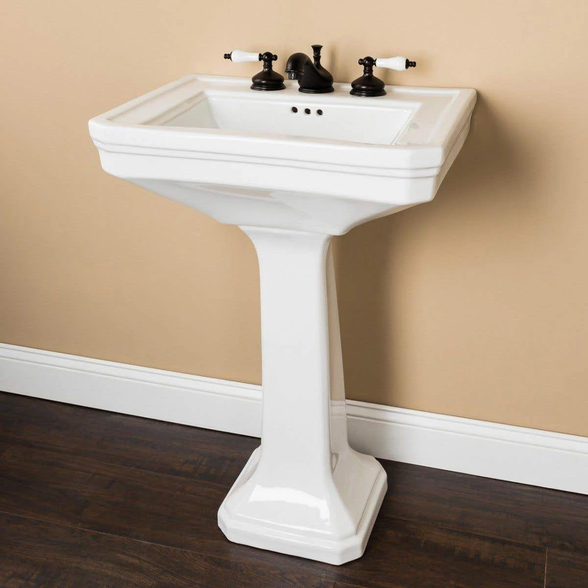 White 26 Inch Vintage Porcelain Pedestal Sink 3 White 26 Inch Vintage Porcelain Pedestal Sink