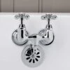 Clawfoot Tub Wall Mount Faucet - Metal Cross Handles