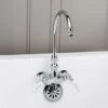 Gooseneck Clawfoot Tub Faucet With Porcelain Lever Handles - Chrome -A&E BATH & SHOWER Shop rmn126c side 2 1