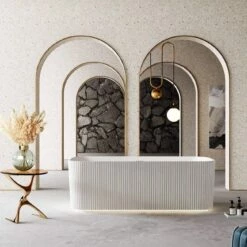 Vertical 67 Inch Acrylic Fluted Double Ended Freestanding Tub