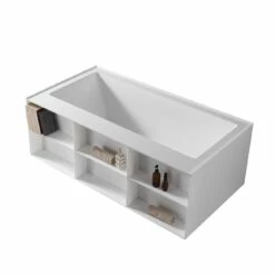 Lieke Shelved Acrylic Freestanding Bathtub -A&E BATH & SHOWER Shop rmtw03 top angle