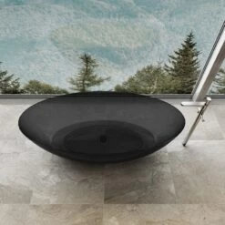 Floki 67 Inch Transparent Double Ended Solid Surface Freestanding Tub - Black -A&E BATH & SHOWER Shop rmtw8863 67 blk top