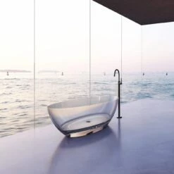 Floki 67 Inch Transparent Double Ended Solid Surface Freestanding Tub - Clear -A&E BATH & SHOWER Shop rmtw8863 67 cl side ammagwgdyx9pfv31