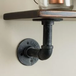 Industrial Collection Bathroom Shelf - Solid Wood Red Oak / Metal -A&E BATH & SHOWER Shop rmvshelf br detail 1