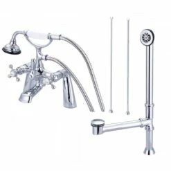 Bristol 62 Inch Acrylic Slipper Clawfoot Tub Package - White / Chrome Feet & Fixtures -A&E BATH & SHOWER Shop savingspackage01 faucetset 1