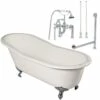 Mila 67 Inch Cast Iron Slipper Clawfoot Tub Package - White / Chrome Feet & Fixtures 1 Mila 67 Inch Cast Iron Slipper Clawfoot Tub Package - White / Chrome Feet & Fixtures -A&E BATH & SHOWER Shop savingspackage23 1