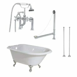 Norfolk 48 Inch Cast Iron Classic Clawfoot Tub Package - White / Chrome Fixtures