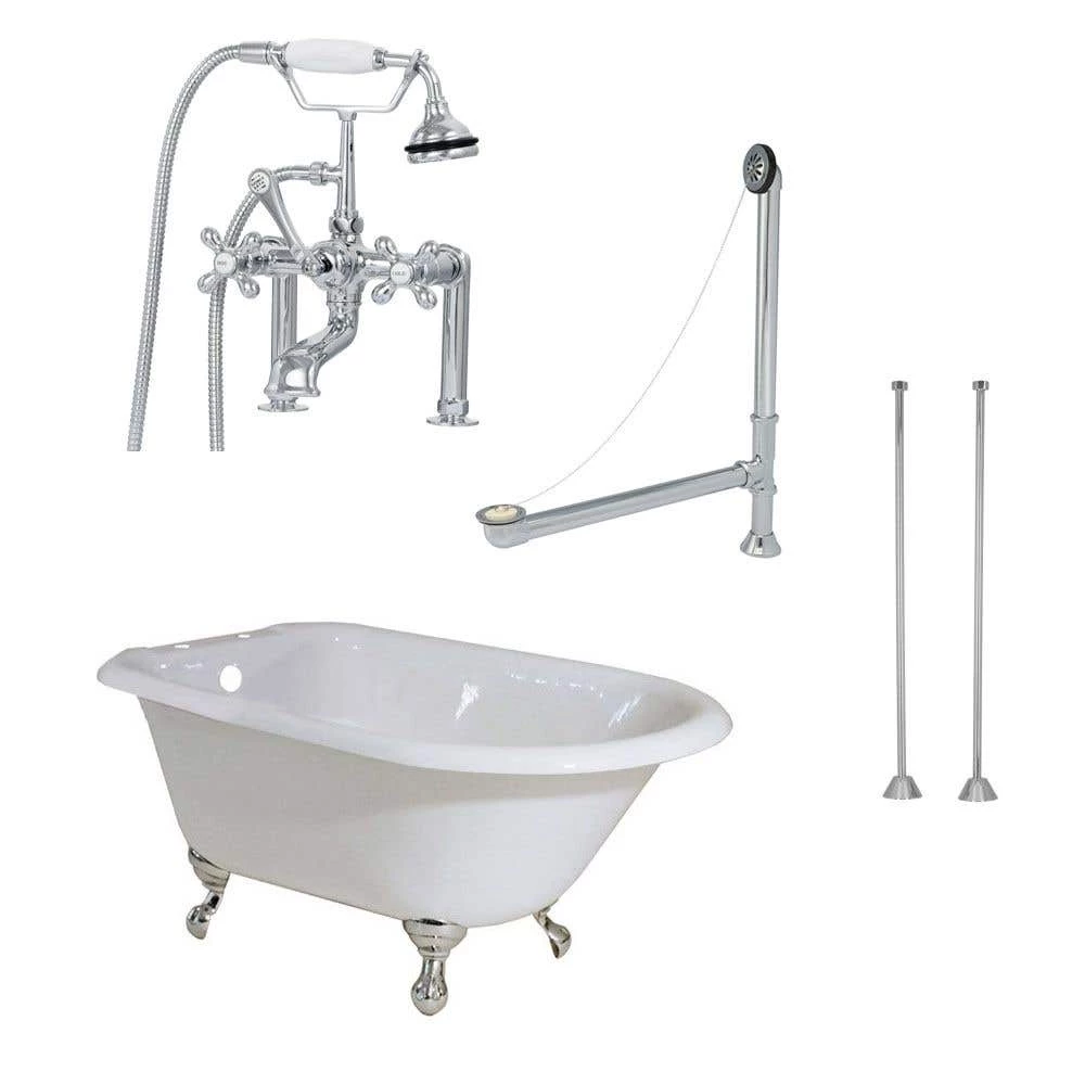 Norfolk 48 Inch Cast Iron Classic Clawfoot Tub Package - White / Chrome Fixtures 3 Norfolk 48 Inch Cast Iron Classic Clawfoot Tub Package - White / Chrome Fixtures