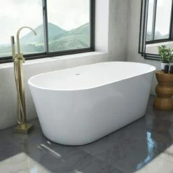 Mia Freestanding Acrylic Soaking Tub Package - No Faucet Drillings