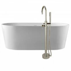 Mia 67 Inch Acrylic Double Ended Freestanding Tub Package - No Faucet Drillings - White / Chrome Fixtures