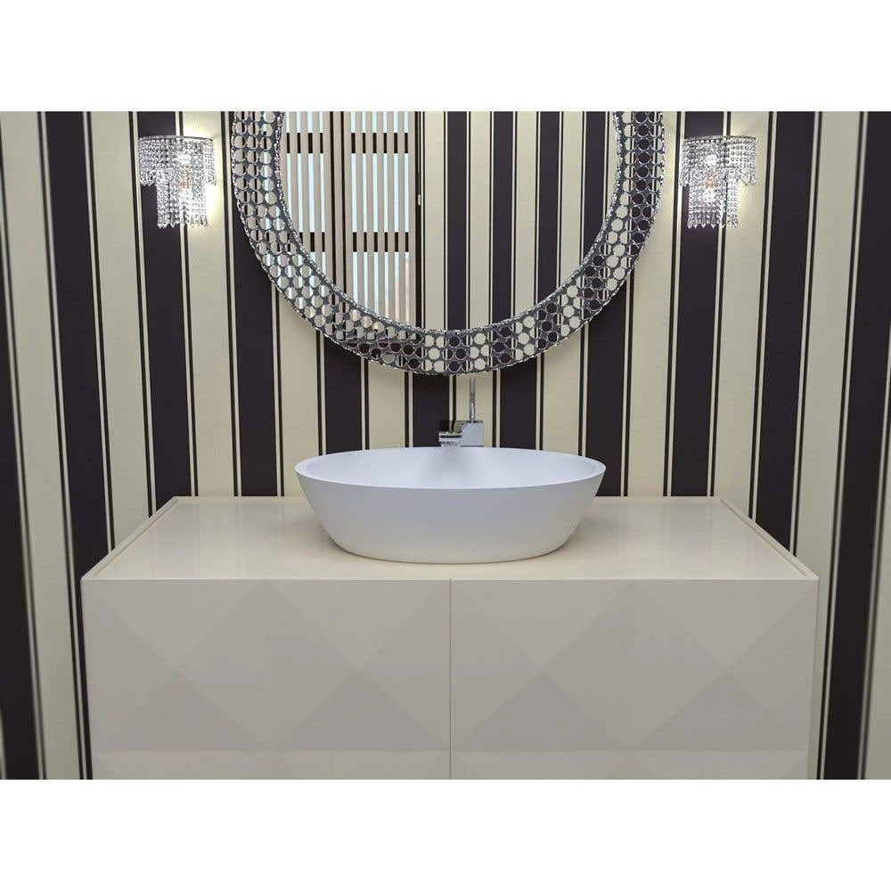 Sensuality Aquatex Oval Vessel Bathroom Sink - White 3 Sensuality Aquatex Oval Vessel Bathroom Sink - White