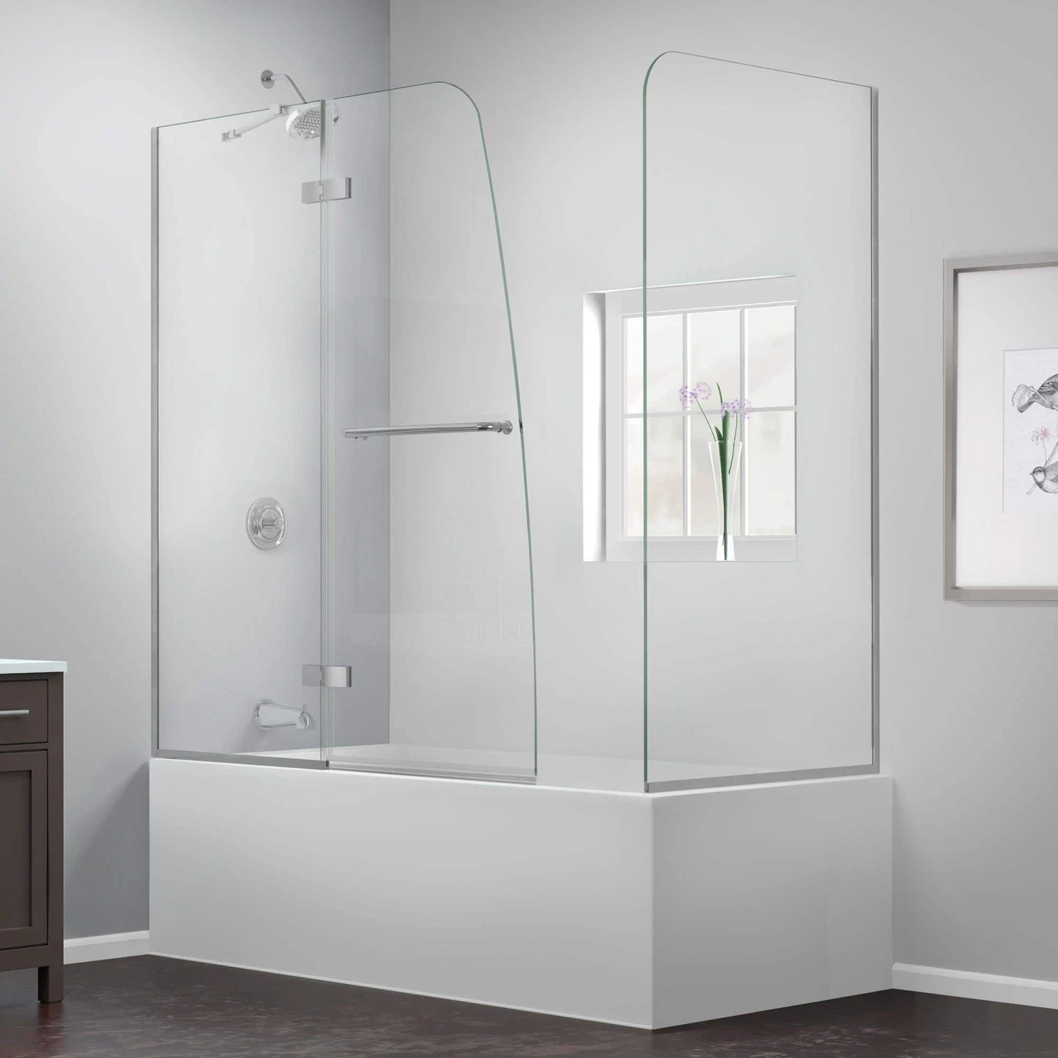 DreamLine Aqua Ultra 48 Inch W X 30 Inch D X 58 Inch H Frameless Hinged Tub Door With Return Panel 6 DreamLine Aqua Ultra 48 Inch W X 30 Inch D X 58 Inch H Frameless Hinged Tub Door With Return Panel - Image 4
