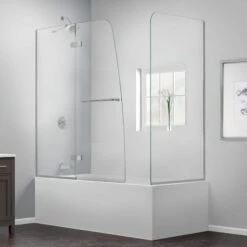 DreamLine Aqua Ultra 48 Inch W X 30 Inch D X 58 Inch H Frameless Hinged Tub Door With Return Panel