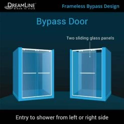 DreamLine Encore 56-60 Inch W X 58 Inch H Semi Frameless Bypass Tub Door -A&E BATH & SHOWER Shop shdr Encore Reversible Installation 1