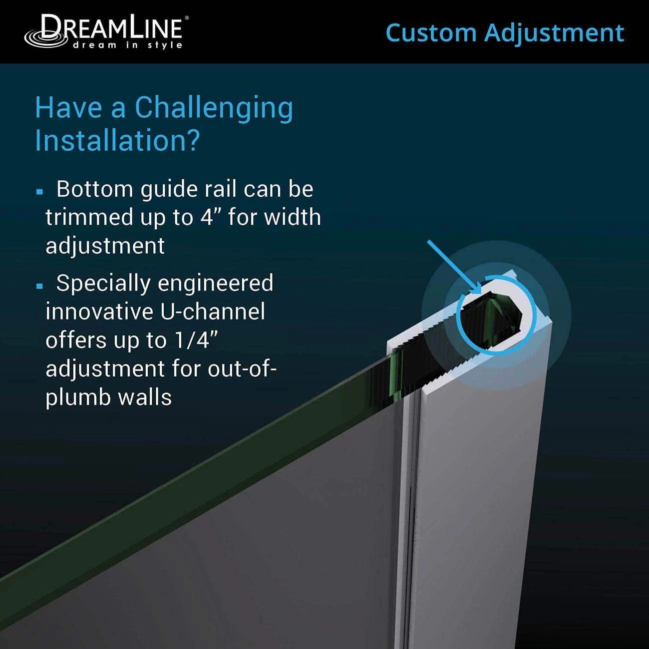 DreamLine Mirage X 56-60 Inch W X 58 Inch H Frameless Sliding Tub Door 10 DreamLine Mirage X 56-60 Inch W X 58 Inch H Frameless Sliding Tub Door - Image 8
