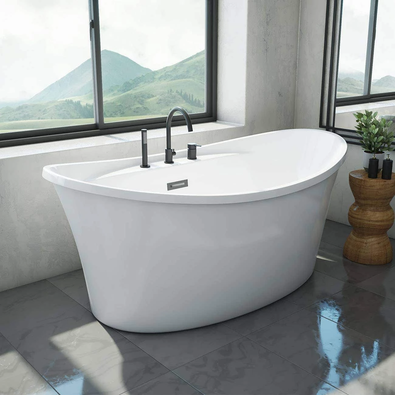 Silas Acrylic Double Slipper Freestanding Tub Package 3 Silas Acrylic Double Slipper Freestanding Tub Package