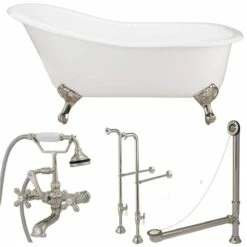 Charlotte 60 Inch Cast Iron Slipper Clawfoot Tub Package 13 Charlotte 60 Inch Cast Iron Slipper Clawfoot Tub Package -A&E BATH & SHOWER Shop tubset14bnbn 1 1