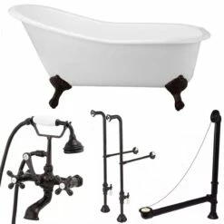 Charlotte 60 Inch Cast Iron Slipper Clawfoot Tub Package 12 Charlotte 60 Inch Cast Iron Slipper Clawfoot Tub Package -A&E BATH & SHOWER Shop tubset14orb 2