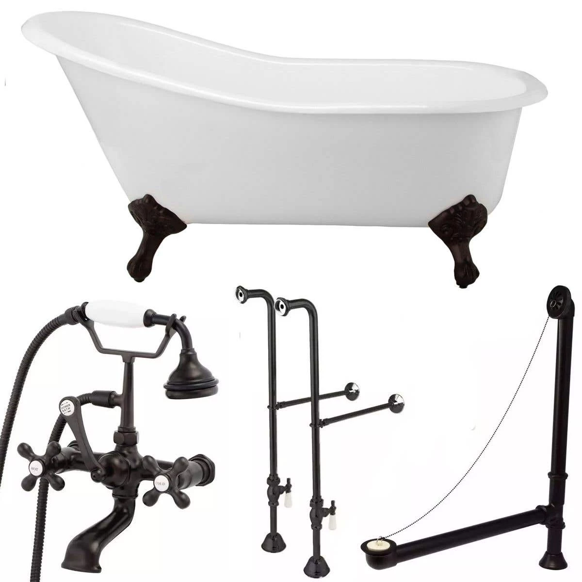 Charlotte 60 Inch Cast Iron Slipper Clawfoot Tub Package 5 Charlotte 60 Inch Cast Iron Slipper Clawfoot Tub Package - Image 3